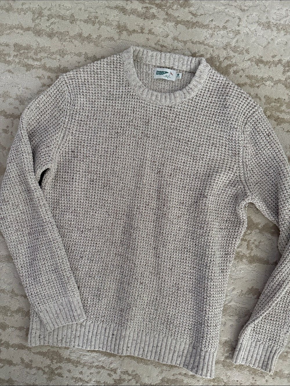 WELLEN large men’s textured crewneck sweater- natural